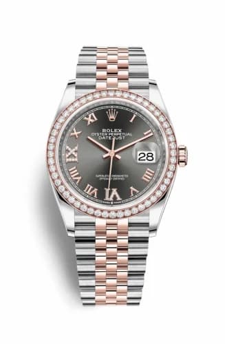 Rolex Datejust 36 Stainless Steel / Everose / Diamond / Slate Roman Diamond / Jubilee 126281RBR-0011 — фото часов Rolex Datejust 36 Stainless Steel / Everose / Diamond / Slate Roman Diamond / Jubilee 126281RBR-0011 — фото часов