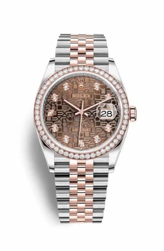 Rolex Datejust 36 Stainless Steel / Everose / Diamond / Chocolate Computer / Jubilee 126281RBR-0013 — фото часов Rolex Datejust 36 Stainless Steel / Everose / Diamond / Chocolate Computer / Jubilee 126281RBR-0013 — фото часов