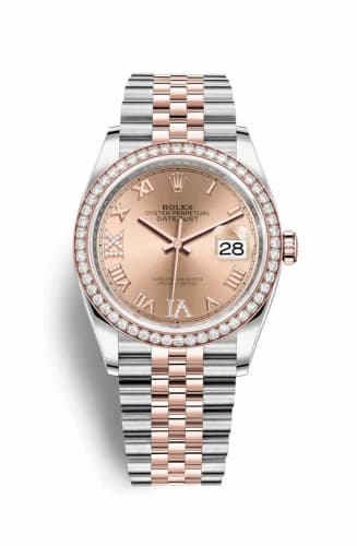 Rolex Datejust 36 Stainless Steel / Everose / Diamond / Rose Roman / Jubilee 126281RBR-0015 — фото часов Rolex Datejust 36 Stainless Steel / Everose / Diamond / Rose Roman / Jubilee 126281RBR-0015 — фото часов