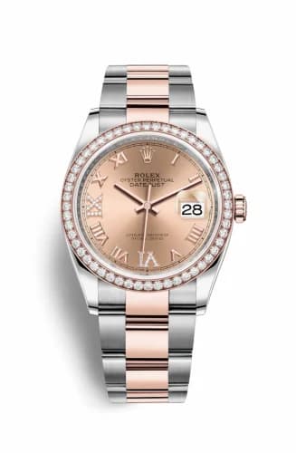 Rolex Datejust 36 Stainless Steel / Everose / Diamond / Rose Roman Diamond / Oyster 126281RBR-0016 — фото часов Rolex Datejust 36 Stainless Steel / Everose / Diamond / Rose Roman Diamond / Oyster 126281RBR-0016 — фото часов