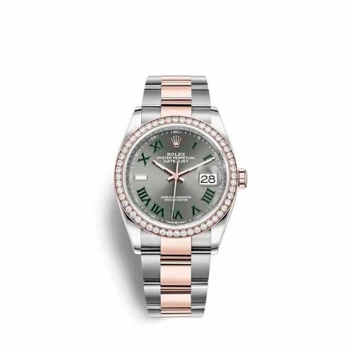Rolex Datejust 36 Stainless Steel / Everose / Diamond / Slate - Roman / Oyster 126281RBR-0018 — фото часов Rolex Datejust 36 Stainless Steel / Everose / Diamond / Slate - Roman / Oyster 126281RBR-0018 — фото часов