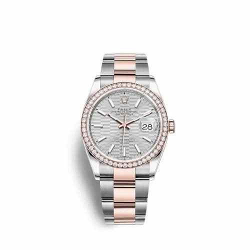 Rolex Datejust 36 Stainless Steel / Everose / Diamond / Silver - Fluted / Oyster 126281RBR-0022 — фото часов Rolex Datejust 36 Stainless Steel / Everose / Diamond / Silver - Fluted / Oyster 126281RBR-0022 — фото часов