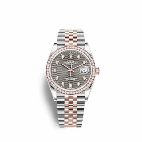 Rolex Datejust 36 Stainless Steel / Everose / Diamond / Slate - Fluted - Diamond / Jubilee 126281RBR-0029 — фото часов Rolex Datejust 36 Stainless Steel / Everose / Diamond / Slate - Fluted - Diamond / Jubilee 126281RBR-0029 — фото часов