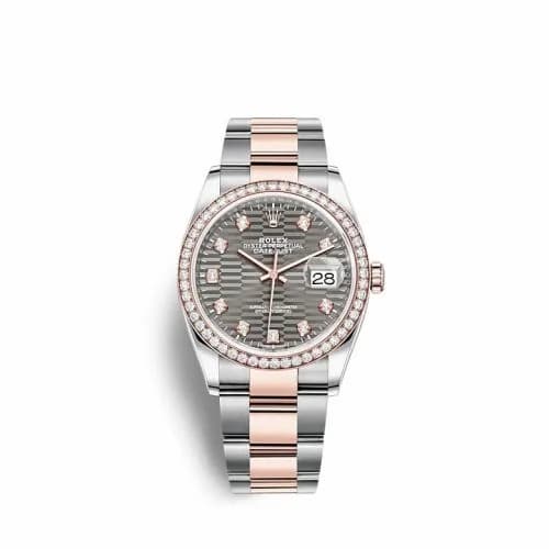 Rolex Datejust 36 Stainless Steel / Everose / Diamond / Slate - Fluted - Diamond / Oyster 126281RBR-0030 — фото часов Rolex Datejust 36 Stainless Steel / Everose / Diamond / Slate - Fluted - Diamond / Oyster 126281RBR-0030 — фото часов