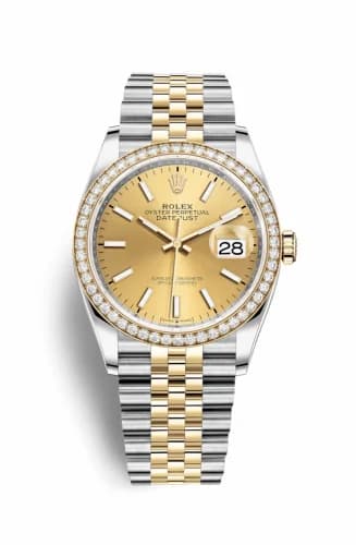 Rolex Datejust 36 Stainless Steel / Yellow Gold / Diamond / Champagne / Jubilee 126283RBR-0001 — фото часов Rolex Datejust 36 Stainless Steel / Yellow Gold / Diamond / Champagne / Jubilee 126283RBR-0001 — фото часов