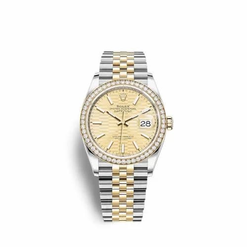 Rolex Datejust 36 Stainless Steel / Yellow Gold / Diamond / Champagne - Fluted / Jubilee 126283RBR-0025 — фото часов Rolex Datejust 36 Stainless Steel / Yellow Gold / Diamond / Champagne - Fluted / Jubilee 126283RBR-0025 — фото часов