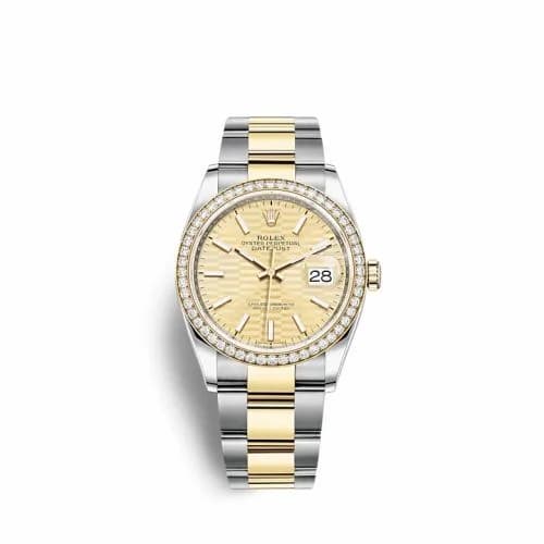 Rolex Datejust 36 Stainless Steel / Yellow Gold / Diamond / Champagne - Fluted / Oyser 126283RBR-0026 — фото часов Rolex Datejust 36 Stainless Steel / Yellow Gold / Diamond / Champagne - Fluted / Oyser 126283RBR-0026 — фото часов