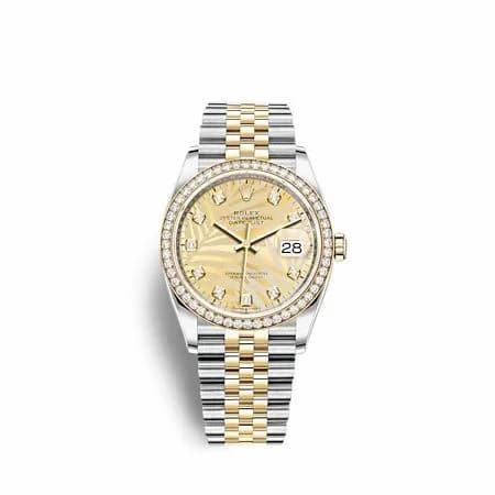 Rolex Datejust 36 Stainless Steel - Yellow Gold - Diamond / Champagne - Palm - Diamond / Jubilee 126283RBR-0029 — фото часов Rolex Datejust 36 Stainless Steel - Yellow Gold - Diamond / Champagne - Palm - Diamond / Jubilee 126283RBR-0029 — фото часов