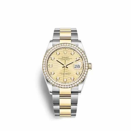 Rolex Datejust 36 Stainless Steel - Yellow Gold - Diamond / Champagne - Fluted - Diamond / Oyster 126283RBR-0032 — фото часов Rolex Datejust 36 Stainless Steel - Yellow Gold - Diamond / Champagne - Fluted - Diamond / Oyster 126283RBR-0032 — фото часов