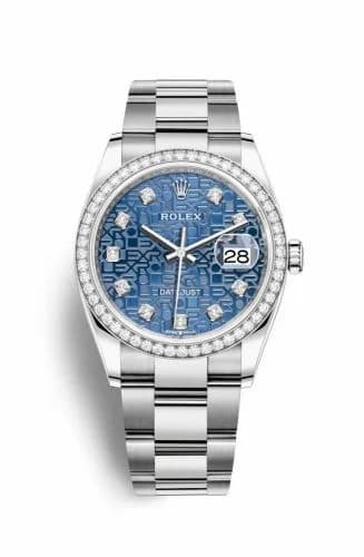 Rolex Datejust 36 Stainless Steel / Diamond / Blue Jubilee / Oyster 126284RBR-0004 — фото часов Rolex Datejust 36 Stainless Steel / Diamond / Blue Jubilee / Oyster 126284RBR-0004 — фото часов