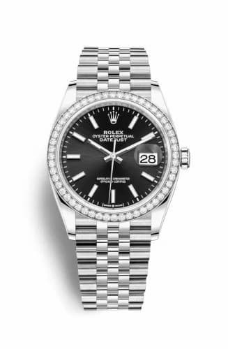 Rolex Datejust 36 Stainless Steel / Diamond / Black / Jubilee 126284RBR-0007 — фото часов Rolex Datejust 36 Stainless Steel / Diamond / Black / Jubilee 126284RBR-0007 — фото часов