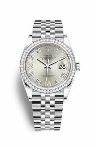 Rolex Datejust 36 Stainless Steel / Diamond / Silver Roman-Diamonds / Jubilee 126284RBR-0021 — фото часов Rolex Datejust 36 Stainless Steel / Diamond / Silver Roman-Diamonds / Jubilee 126284RBR-0021 — фото часов