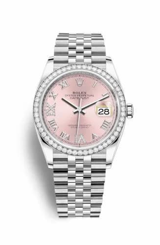 Rolex Datejust 36 Stainless Steel / Diamond / Pink Roman-Diamonds / Jubilee 126284RBR-0023 — фото часов Rolex Datejust 36 Stainless Steel / Diamond / Pink Roman-Diamonds / Jubilee 126284RBR-0023 — фото часов