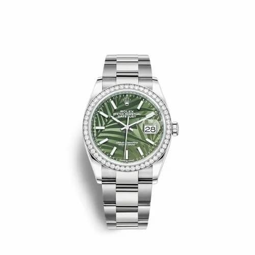 Rolex Datejust 36 Stainless Steel / Diamond / Green - Palm / Oyster 126284RBR-0040 — фото часов Rolex Datejust 36 Stainless Steel / Diamond / Green - Palm / Oyster 126284RBR-0040 — фото часов