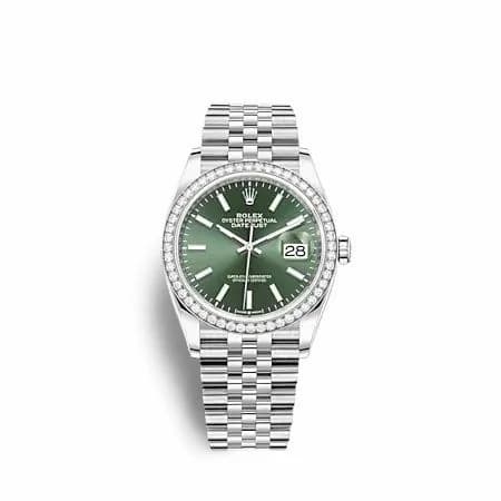 Rolex Datejust 36 Stainless Steel - Diamond / Green / Jubilee 126284RBR-0043 — фото часов Rolex Datejust 36 Stainless Steel - Diamond / Green / Jubilee 126284RBR-0043 — фото часов