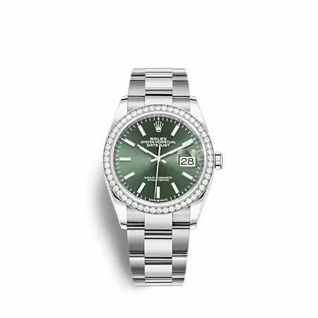 Rolex Datejust 36 Stainless Steel - Diamond / Green / Oyster 126284RBR-0044 — фото часов Rolex Datejust 36 Stainless Steel - Diamond / Green / Oyster 126284RBR-0044 — фото часов