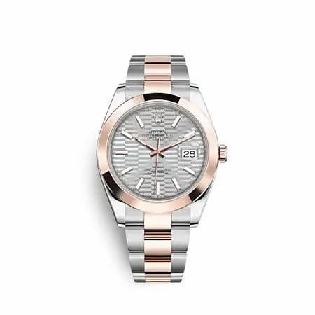 Rolex Datejust 41 Rolesor Everose - Smooth / Oyster / Silver - Fluted 126301-0017 — фото часов Rolex Datejust 41 Rolesor Everose - Smooth / Oyster / Silver - Fluted 126301-0017 — фото часов
