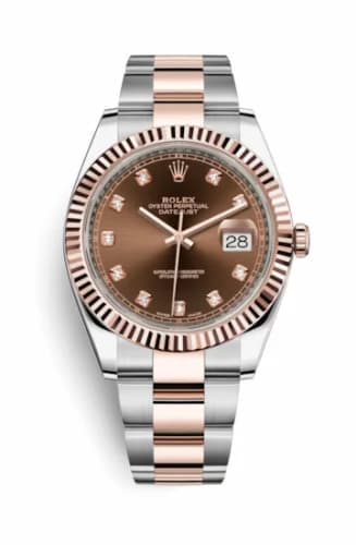 Rolex Datejust 41 Rolesor Everose Fluted / Oyster / Chocolate - Diamond 126331-0003 — фото часов Rolex Datejust 41 Rolesor Everose Fluted / Oyster / Chocolate - Diamond 126331-0003 — фото часов