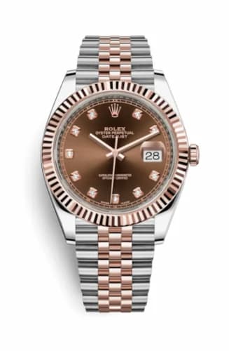 Rolex Datejust 41 Rolesor Everose Fluted / Jubilee / Chocolate - Diamond 126331-0004 — фото часов Rolex Datejust 41 Rolesor Everose Fluted / Jubilee / Chocolate - Diamond 126331-0004 — фото часов