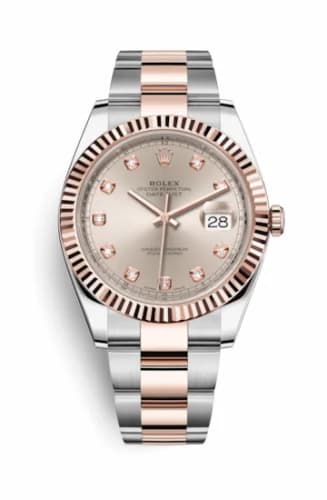 Rolex Datejust 41 Rolesor Everose Fluted / Oyster / Sundust - Diamond 126331-0007 — фото часов Rolex Datejust 41 Rolesor Everose Fluted / Oyster / Sundust - Diamond 126331-0007 — фото часов