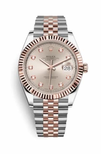 Rolex Datejust 41 Rolesor Everose Fluted / Jubilee / Sundust - Diamond 126331-0008 — фото часов Rolex Datejust 41 Rolesor Everose Fluted / Jubilee / Sundust - Diamond 126331-0008 — фото часов