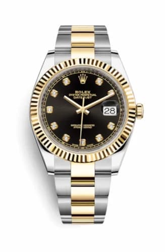 Rolex Datejust 41 Rolesor Yellow Fluted / Oyster / Black - Diamond 126333-0005 — фото часов Rolex Datejust 41 Rolesor Yellow Fluted / Oyster / Black - Diamond 126333-0005 — фото часов