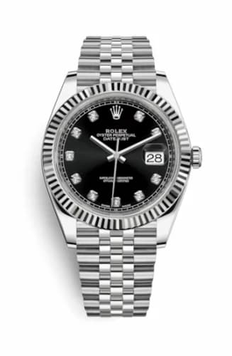 Rolex Datejust 41 Stainless Steel Fluted / Jubilee / Black - Diamond 126334-0012 — фото часов Rolex Datejust 41 Stainless Steel Fluted / Jubilee / Black - Diamond 126334-0012 — фото часов