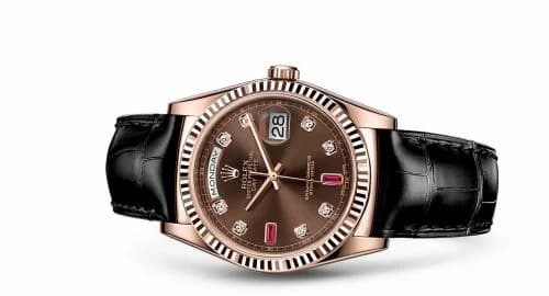 Rolex Day-Date 36 Everose / Strap / Chocolate Diamonds Rubies 118135-0087 — фото часов Rolex Day-Date 36 Everose / Strap / Chocolate Diamonds Rubies 118135-0087 — фото часов
