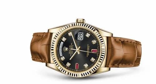 Rolex Day-Date 36 Yellow Gold / Strap / Black Diamond Rubies 118138-0020 — фото часов Rolex Day-Date 36 Yellow Gold / Strap / Black Diamond Rubies 118138-0020 — фото часов