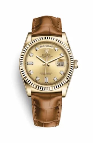 Rolex Day-Date 36 Yellow Gold / Strap / Champagne Diamonds 118138-0074 — фото часов Rolex Day-Date 36 Yellow Gold / Strap / Champagne Diamonds 118138-0074 — фото часов
