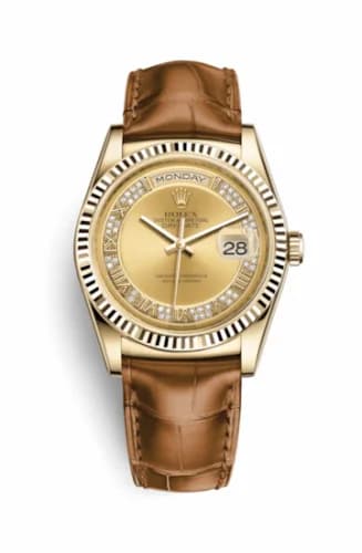 Rolex Day-Date 36 Yellow Gold Fluted / Strap / Champagne Diamonds 118138-0078 — фото часов Rolex Day-Date 36 Yellow Gold Fluted / Strap / Champagne Diamonds 118138-0078 — фото часов
