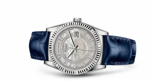 Rolex Day-Date 36 White Gold / Strap / MOP Carousel 118139-0077 — фото часов Rolex Day-Date 36 White Gold / Strap / MOP Carousel 118139-0077 — фото часов