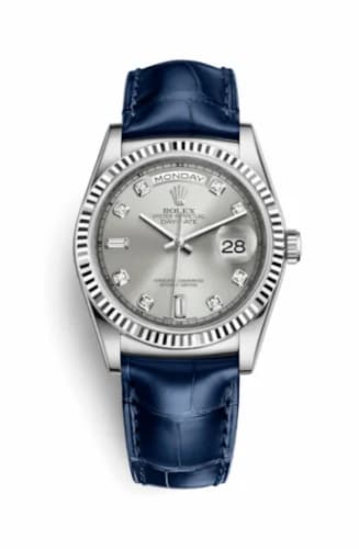 Rolex Day-Date 36 White Gold / Strap / Silver Diamond 118139-0081 — фото часов Rolex Day-Date 36 White Gold / Strap / Silver Diamond 118139-0081 — фото часов
