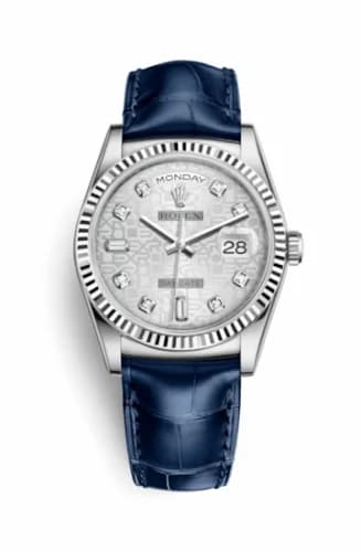 Rolex Day-Date 36 White Gold Fluted / Strap / Silver Computer 118139-0092 — фото часов Rolex Day-Date 36 White Gold Fluted / Strap / Silver Computer 118139-0092 — фото часов