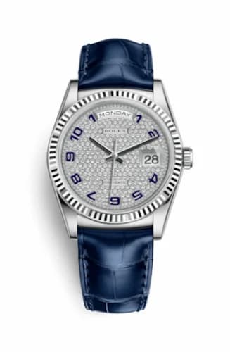 Rolex Day-Date 36 White Gold / Strap / Paved 118139-0093 — фото часов Rolex Day-Date 36 White Gold / Strap / Paved 118139-0093 — фото часов