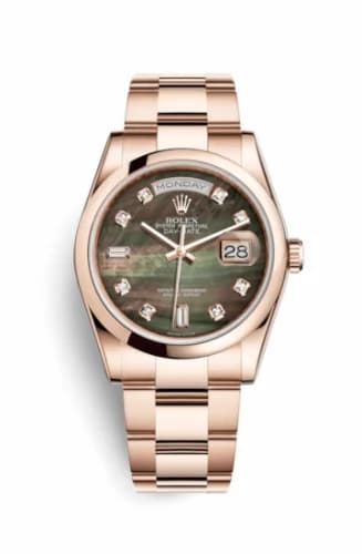 Rolex Day-Date 36 Everose Domed / Oyster / Black MOP 118205f-0057 — фото часов Rolex Day-Date 36 Everose Domed / Oyster / Black MOP 118205f-0057 — фото часов