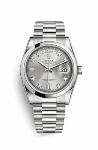 Rolex Day-Date 36 Platinum Domed / President / Silver Diamond 118206-0037 — фото часов Rolex Day-Date 36 Platinum Domed / President / Silver Diamond 118206-0037 — фото часов