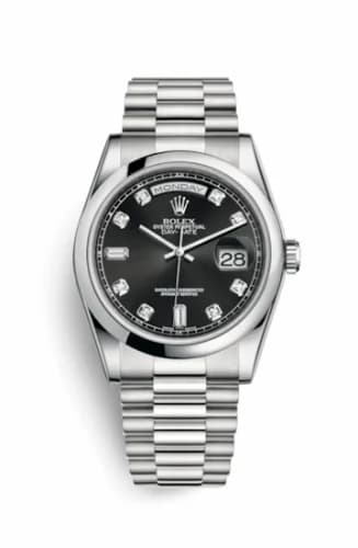 Rolex Day-Date 36 Platinum Domed / President / Black Diamond 118206-0044 — фото часов Rolex Day-Date 36 Platinum Domed / President / Black Diamond 118206-0044 — фото часов