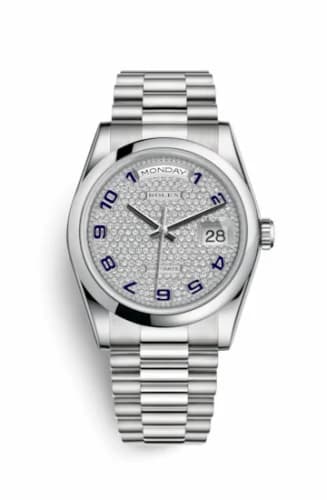 Rolex Day-Date 36 Platinum Domed / President / Paved 118206-0085