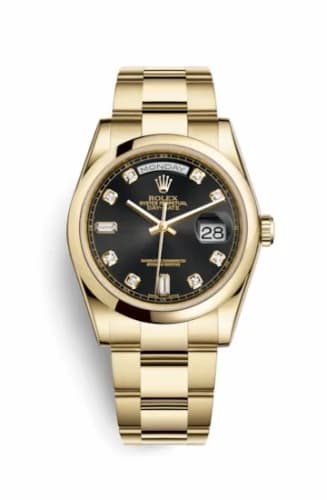 Rolex Day-Date 36 Yellow Gold Domed / Oyster / Black Diamonds 118208-0085 — фото часов Rolex Day-Date 36 Yellow Gold Domed / Oyster / Black Diamonds 118208-0085 — фото часов