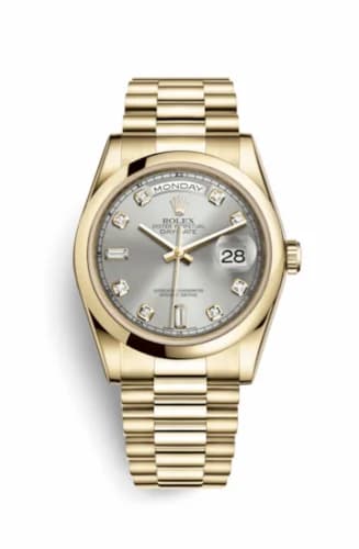 Rolex Day-Date 36 Yellow Gold Domed / President / Silver Diamonds 118208-0108 — фото часов Rolex Day-Date 36 Yellow Gold Domed / President / Silver Diamonds 118208-0108 — фото часов
