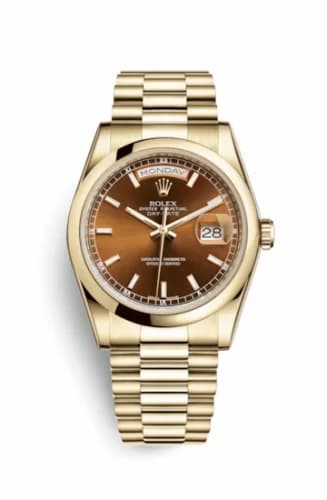 Rolex Day-Date 36 Yellow Gold Domed / President / Cognac 118208-0348 — фото часов Rolex Day-Date 36 Yellow Gold Domed / President / Cognac 118208-0348 — фото часов