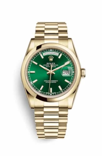 Rolex Day-Date 36 Yellow Gold Domed / President / Green 118208-0349 — фото часов Rolex Day-Date 36 Yellow Gold Domed / President / Green 118208-0349 — фото часов