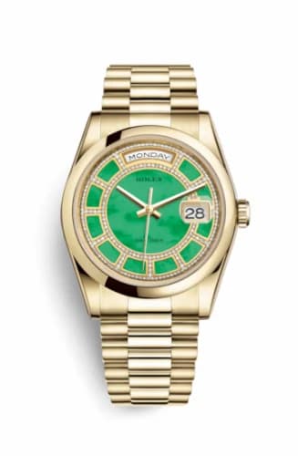 Rolex Day-Date 36 Yellow Gold Domed / President / Green Jade Carousel 118208-0352 — фото часов Rolex Day-Date 36 Yellow Gold Domed / President / Green Jade Carousel 118208-0352 — фото часов