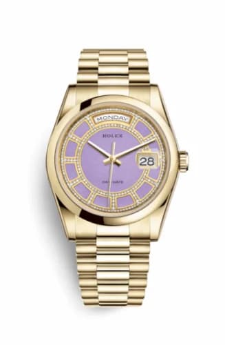 Rolex Day-Date 36 Yellow Gold Domed / President / Lavender Carousel 118208-0354 — фото часов Rolex Day-Date 36 Yellow Gold Domed / President / Lavender Carousel 118208-0354 — фото часов
