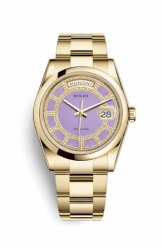 Rolex Day-Date 36 Yellow Gold Domed / Oyster / Lavender Carousel 118208-0355 — фото часов Rolex Day-Date 36 Yellow Gold Domed / Oyster / Lavender Carousel 118208-0355 — фото часов