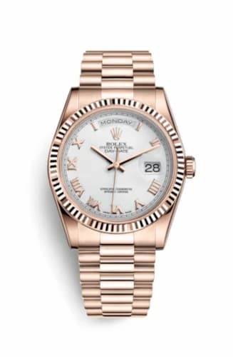 Rolex Day-Date 36 Everose Fluted / President / White Roman 118235f-0024 — фото часов Rolex Day-Date 36 Everose Fluted / President / White Roman 118235f-0024 — фото часов