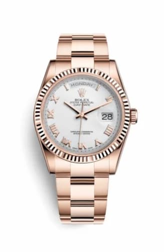 Rolex Day-Date 36 Everose Fluted / Oyster / White Roman 118235f-0052 — фото часов Rolex Day-Date 36 Everose Fluted / Oyster / White Roman 118235f-0052 — фото часов