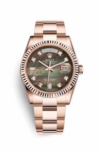 Rolex Day-Date 36 Everose Fluted / Oyster / Tahitian MOP 118235f-0062 — фото часов Rolex Day-Date 36 Everose Fluted / Oyster / Tahitian MOP 118235f-0062 — фото часов