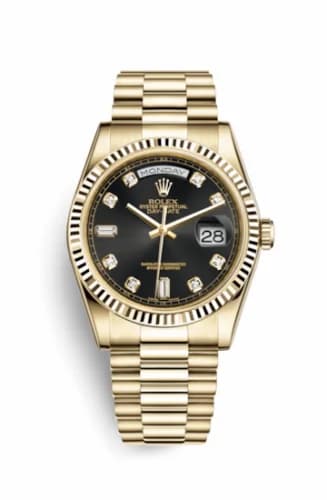 Rolex Day-Date 36 Yellow Gold Fluted / President / Black Diamonds 118238-0076 — фото часов Rolex Day-Date 36 Yellow Gold Fluted / President / Black Diamonds 118238-0076 — фото часов